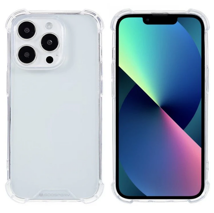 Techplus iPhone 13 Pro shockproof clear case showing a sleek, transparent mobile phone cover with reinforced edges and precise cutouts.