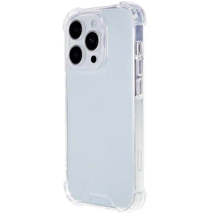 Techplus iPhone 13 Pro shockproof clear mobile phone case with reinforced edges and transparent design for protection.