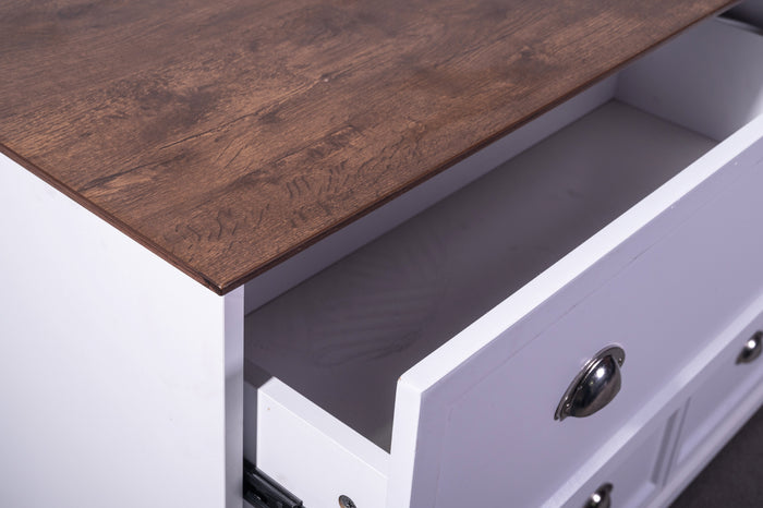 Sue-e Furniture Iris set of 6 tall boys drawers with sleek wooden finish, featuring modern handles and spacious storage compartments.