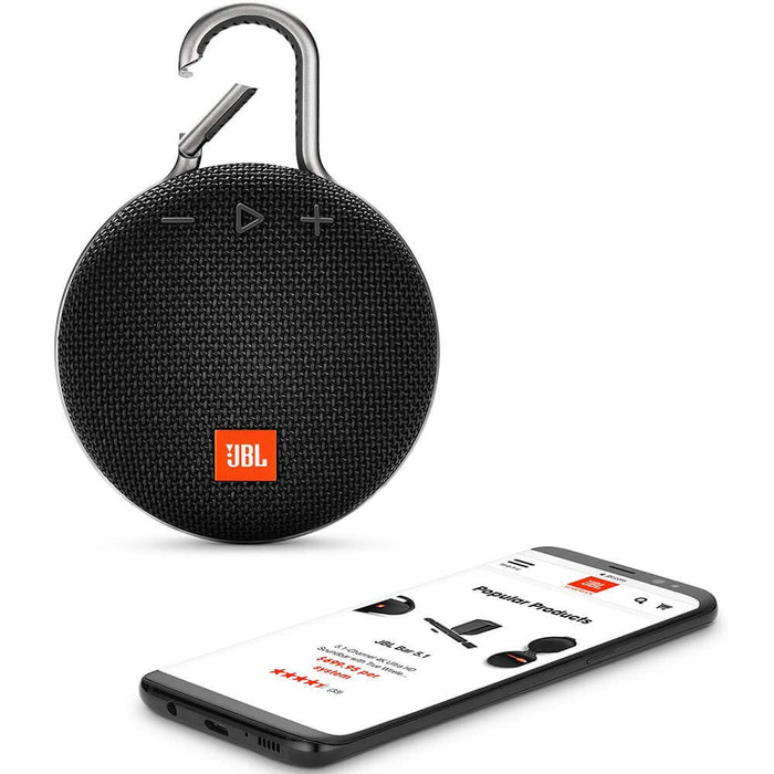 JBL Clip 3 Portable Waterproof Wireless Bluetooth Speaker, Black