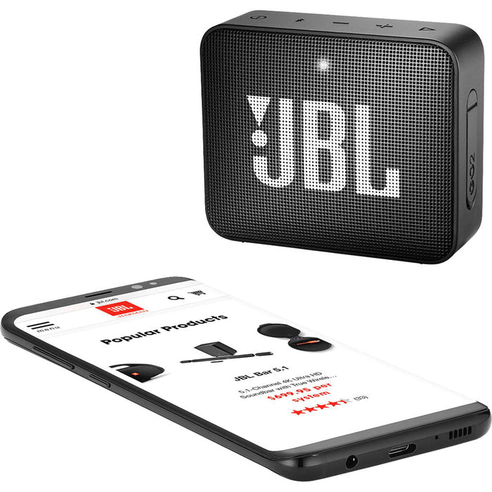 JBL Go 2 Portable Waterproof Bluetooth Speaker, Black