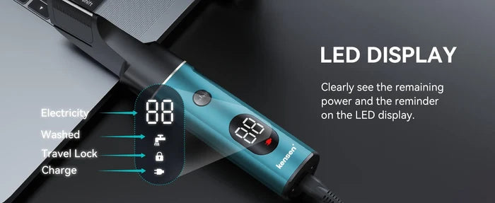 Kensen S16 electric hair trimmer for men, a 3-in-1 hair clipper and crimper, with multiple styling attachments.