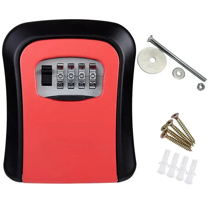 Habicare HBC key lock box in grey with keypad for secure outdoor wall-mounted key storage.