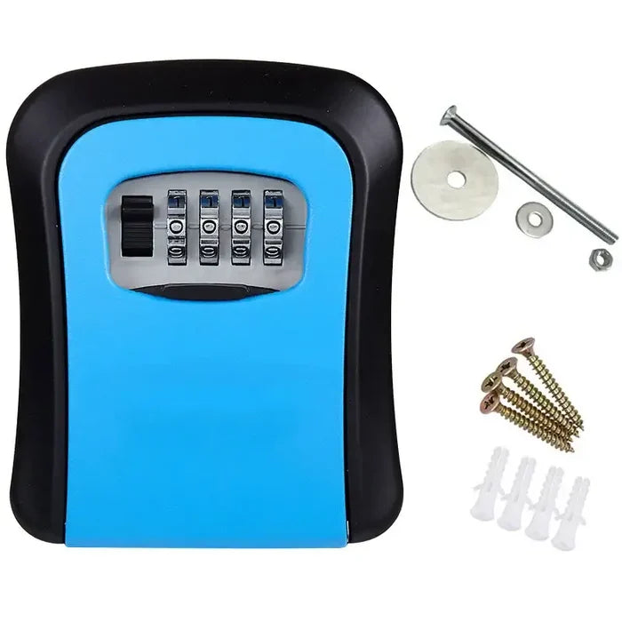 HBC Habicare outdoor wall-mounted key lock box in grey with keypad and secure code storage for outdoor access.