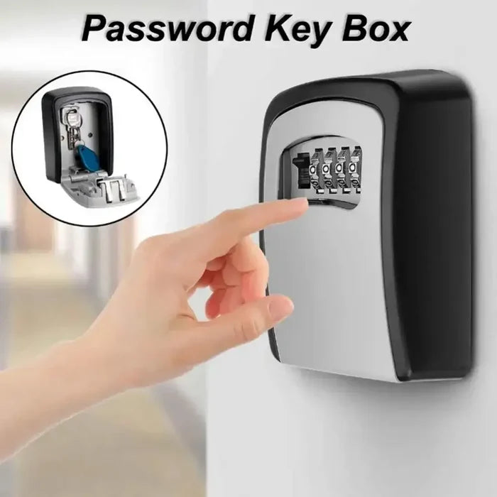 Habicare HBC key lock box in grey with digital keypad for secure outdoor wall-mounted key storage