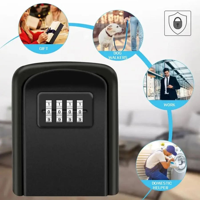 Metal key lock box by 9eight5, durable tool for secure key storage with combination lock and sturdy metal construction.