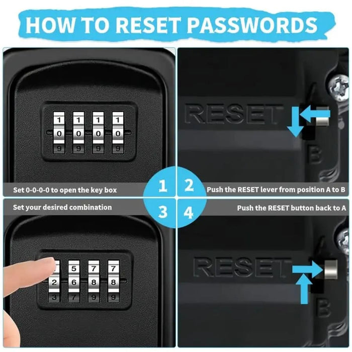 Metal key lock box by 9eight5, sturdy tools and models storage with secure combination lock system.