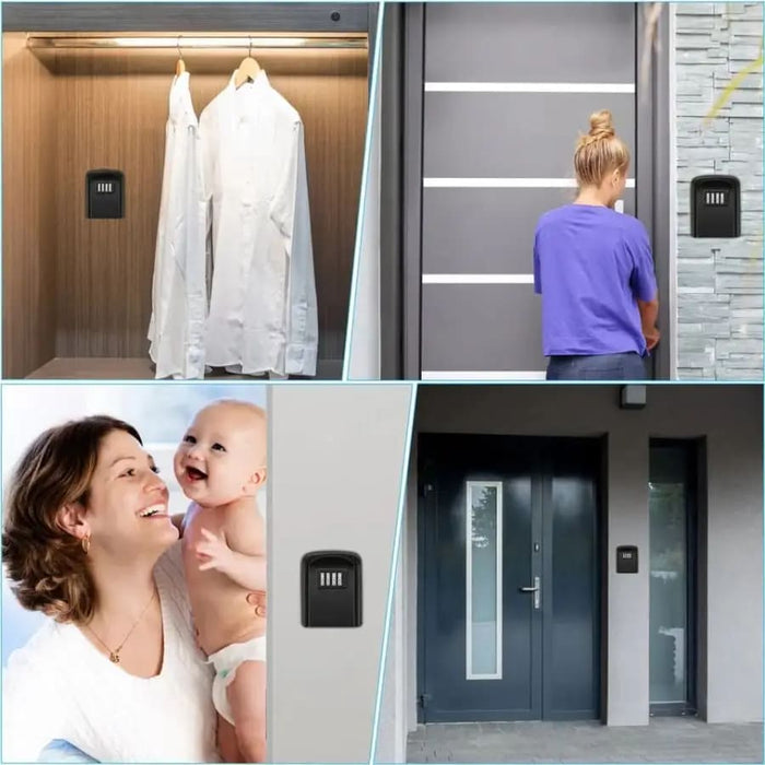 Metal key lock box by 9eight5, durable storage container with combination lock for secure key organization and access.