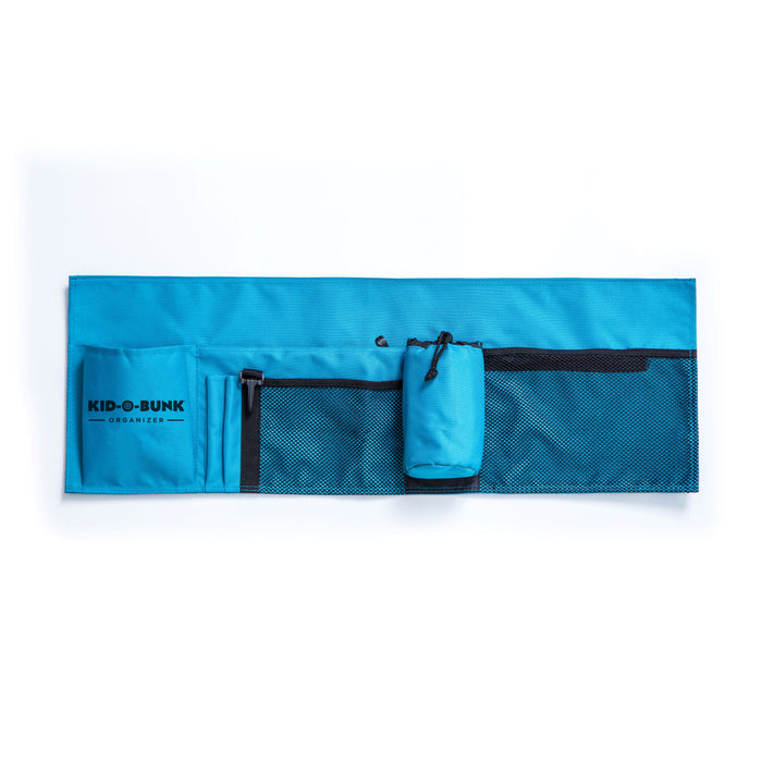 Blue Kid-O-Bunk organizer with multiple pockets for easy storage and organization.