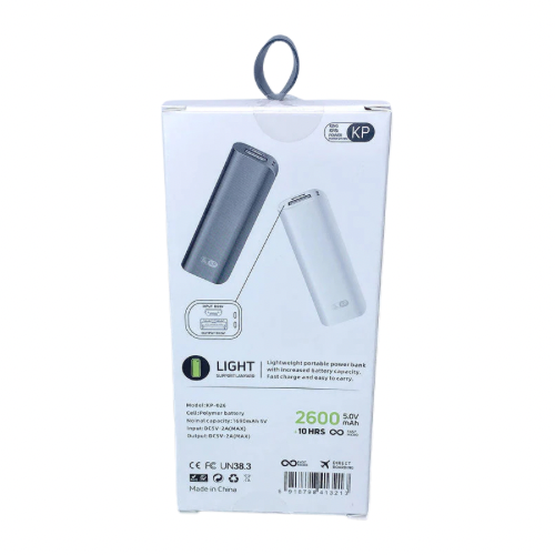Black Kinglink 2,600 mAh power bank by 9eight5, portable phone and tablet charging accessory with USB port.