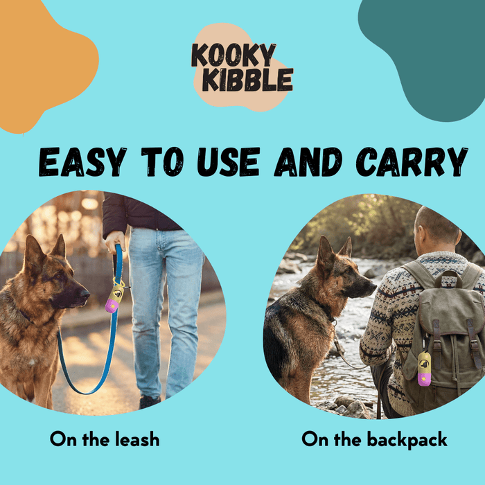 Biodegradable Kooky Krap Katcher dog and cat poop bags by Kooky Kibble NZ, eco-friendly and durable waste disposal bags.