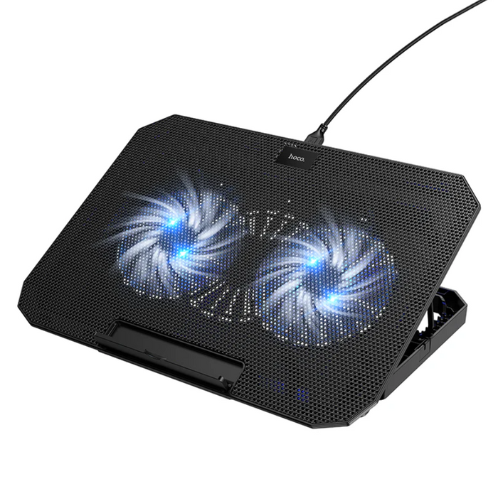 Techplus adjustable laptop stand with built-in cooling fan, ergonomic design for improved comfort and airflow.