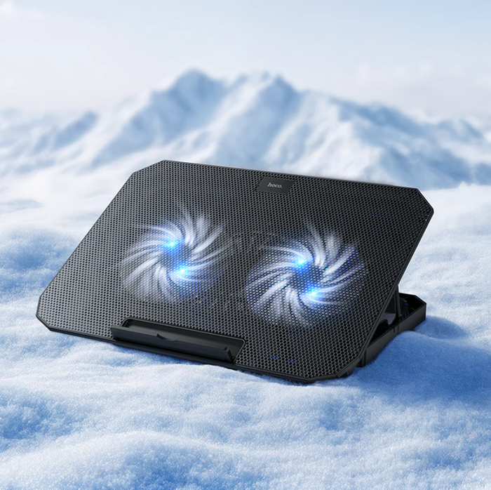 Techplus adjustable laptop stand with cooling fan, featuring ergonomic design and ventilation for improved airflow and comfort.