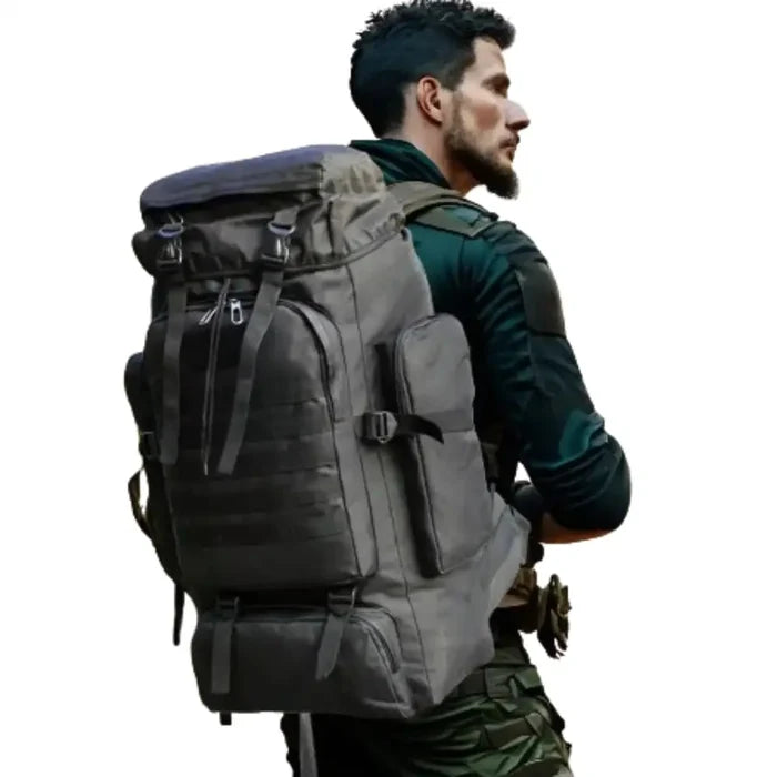 Habicare 9eight5 large capacity mountaineering backpack with multiple compartments and adjustable straps for outdoor adventures.