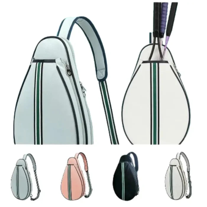 Habicare 9eight5 large sports racket bag in four colors, with multiple compartments for tennis or badminton rackets and gear.