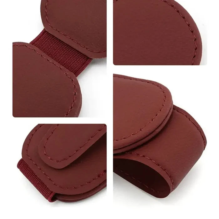 HBC leather car sunglasses and card holder clip by Habicare, stylish and functional leather accessory for drivers.