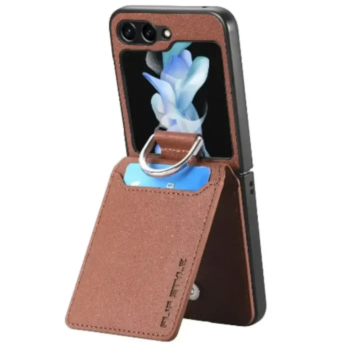 Leather case for Galaxy Z Flip series by 9eight5 from Habicare, shown in a stylish design with multiple color options.