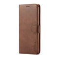 Brown leather flip cover for Samsung Galaxy by 9eight5 from Habicare, featuring magnetic closure and protective design.