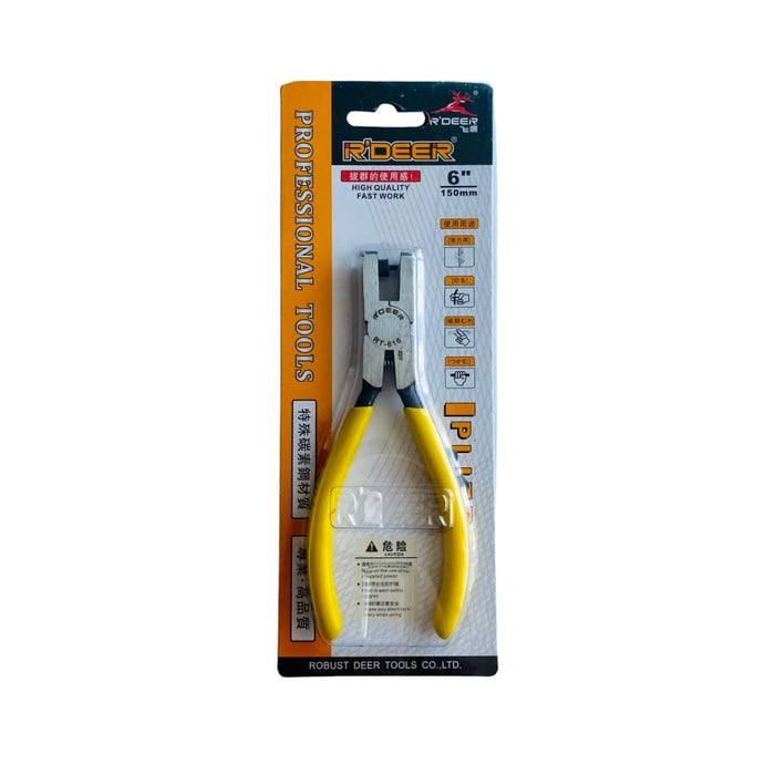 Yellow leather hole punch tool for watch straps and belts, with white pliers, used for precise hole making in watch tools.