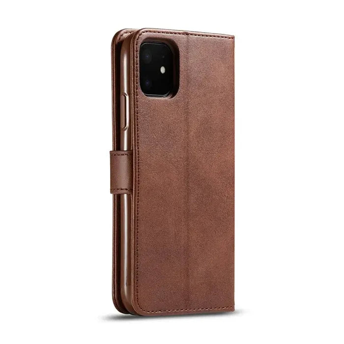 Habicare 9eight5 leather flip wallet case for iPhone 17 series in five colors, featuring a slim design and card slots.