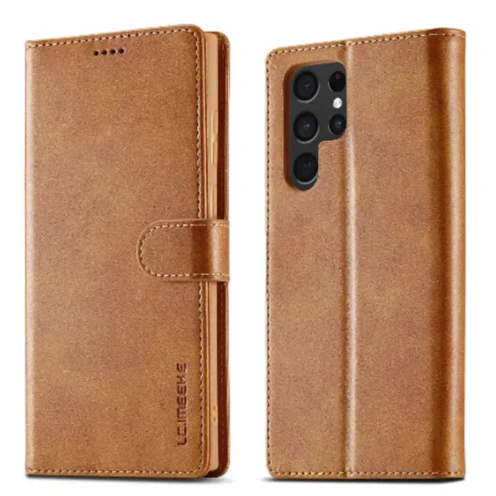 Yellow leather flip case for Samsung Galaxy by 9eight5, featuring a stylish wallet design and precise fit for the Galaxy series.