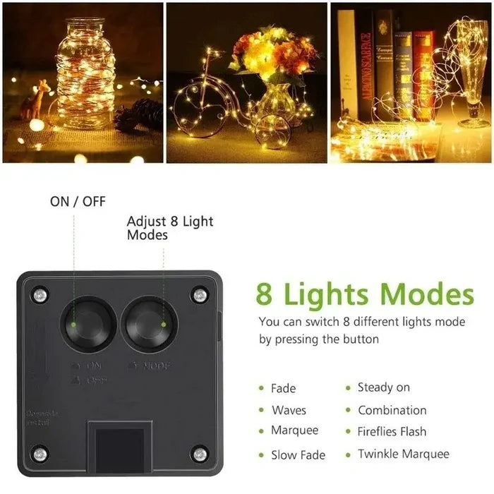 Habicare LED Solar Fairy String Lights in 7m, 12m, 22m, or 32m lengths, outdoor decorative lighting with solar power.