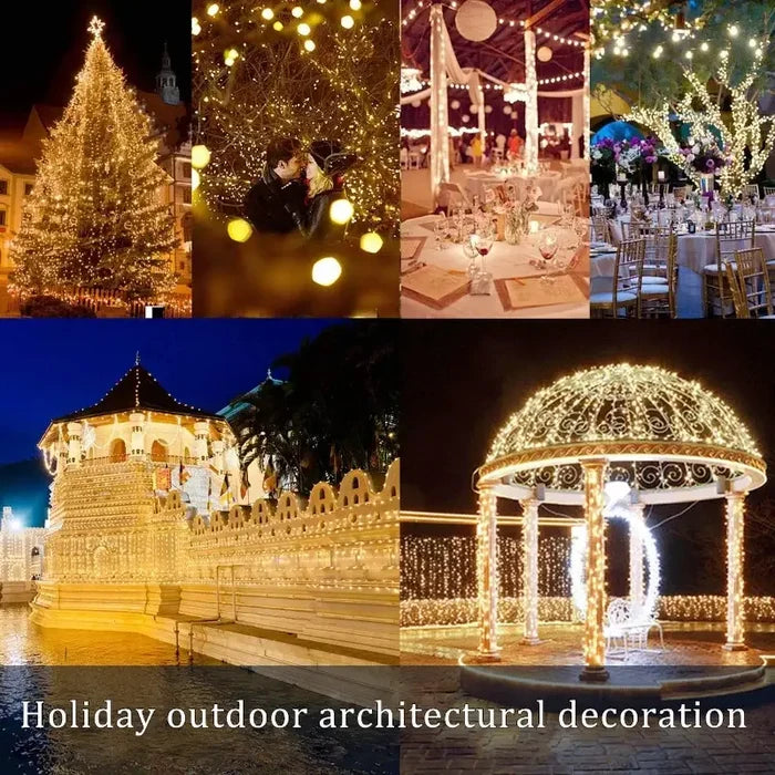 Habicare LED Solar Fairy String Lights in 7m, 12m, 22m, or 32m length, outdoor decorative string lights with solar-powered LEDs.