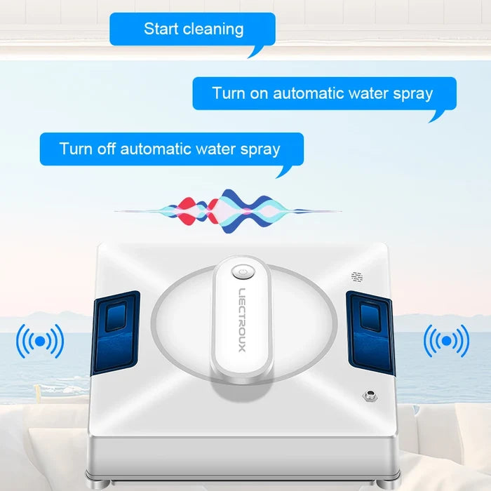 Liectroux YW509 Robot Window Cleaner with 4-Way Water Spray cleaning large glass windows efficiently