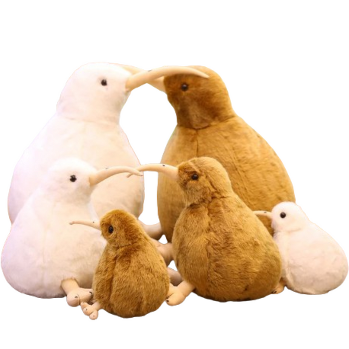 Habicare lifelike kiwi bird toy in two colors, realistic design, soft feathers, perfect for decoration or play.