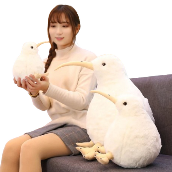 Habicare Lifelike Kiwi Bird Toy in two colors, realistic plush design, soft texture, suitable for children or collectors.