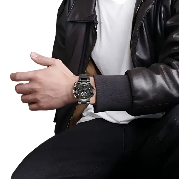 Habicare LIGE men's quartz watch with six design options, featuring a TWS display and stylish watch face details.