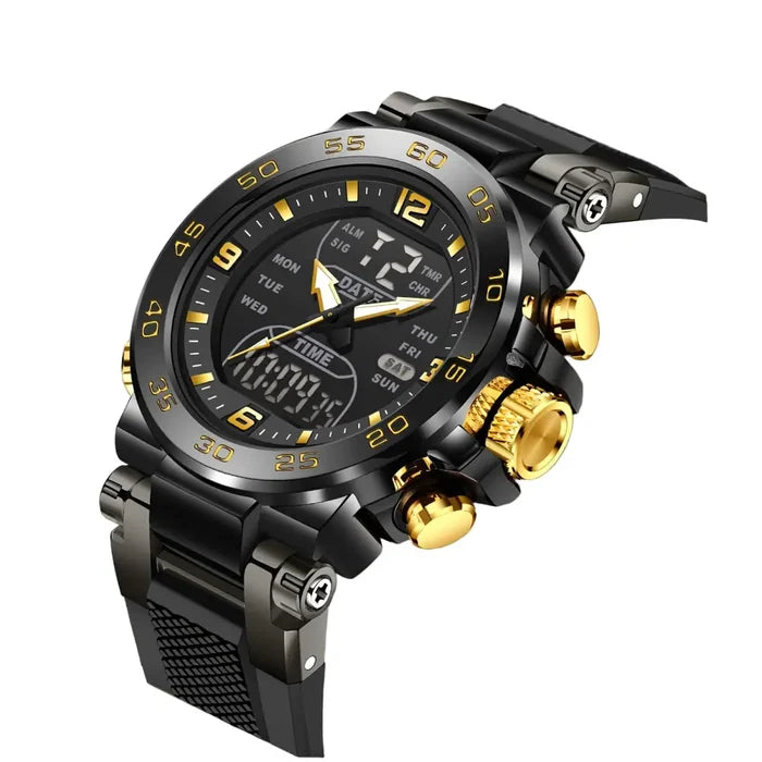 Habicare LIGE men's quartz watch TWS with black and golden design, available in six styles, featuring a sleek, modern look.