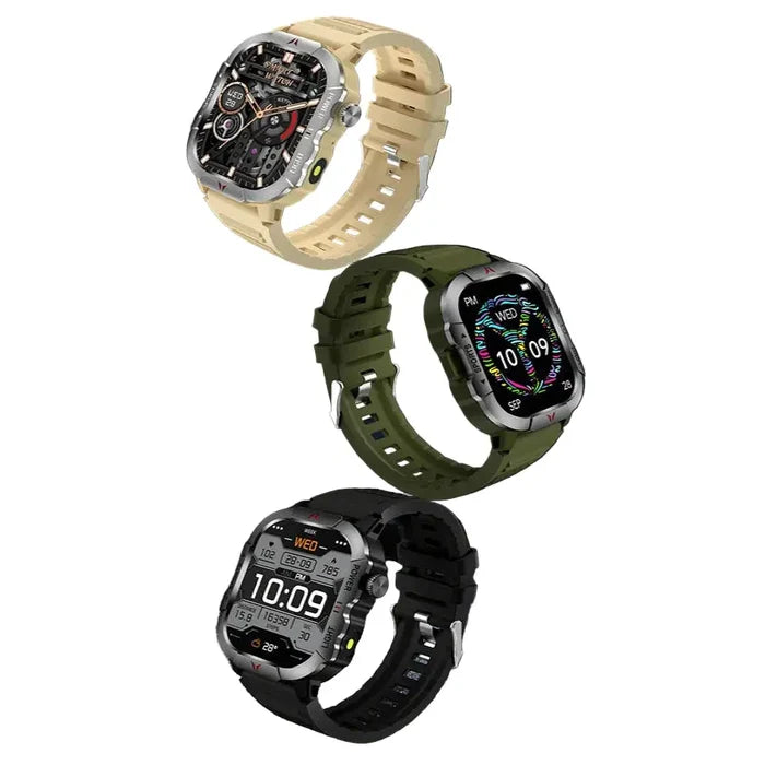 Habicare LIGE men's smartwatch with 2.01-inch large screen, flashlight, weather alerts, and TWS features.