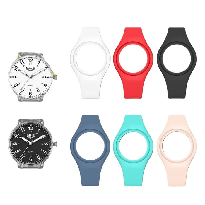 Habicare LIGE minimalist silicone unisex watch with a quartz movement, featuring multiple color options and a sleek, modern design.
