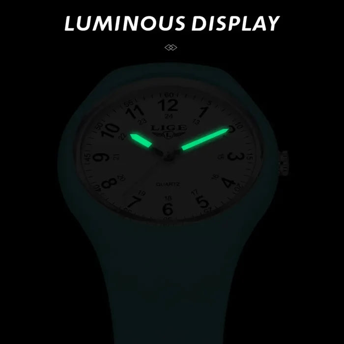 LIGE minimalist silicone unisex quartz watch with multiple color options, featuring a sleek modern design and comfortable strap.