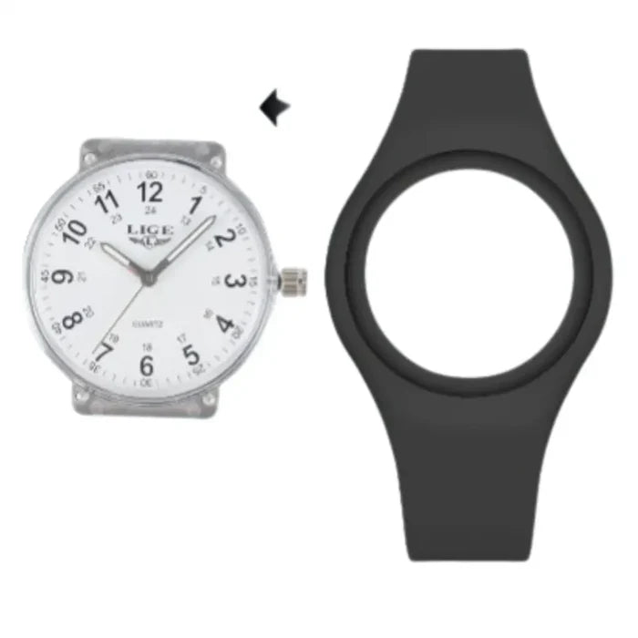 Habicare LIGE minimalist silicone unisex watch with various color options, featuring a sleek, modern design and quartz movement.