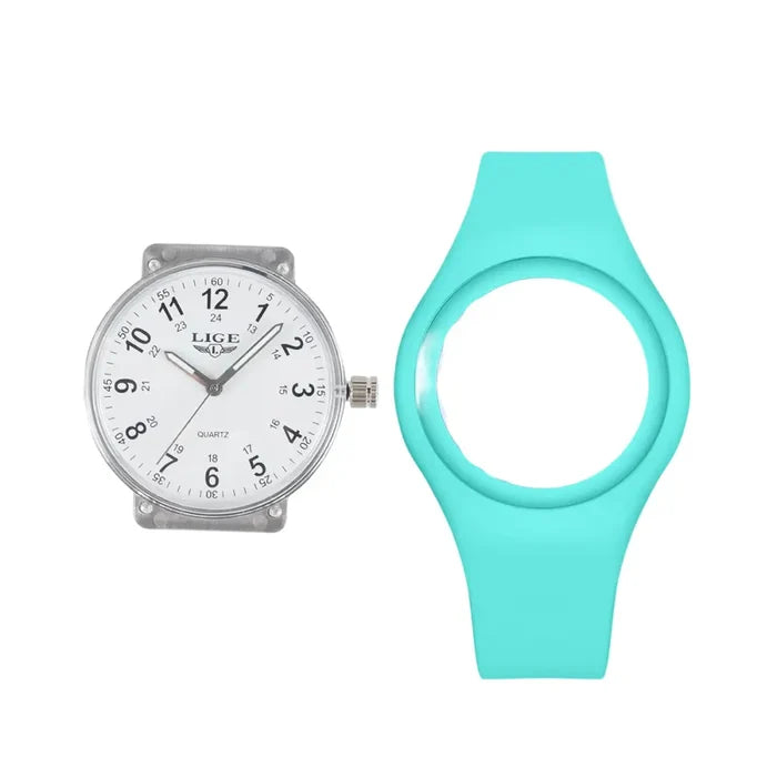 Habicare LIGE minimalist unisex silicone quartz watch with multiple color options, featuring a sleek, modern design.