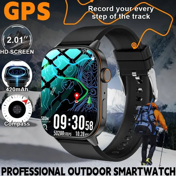 Habicare LIGE outdoor smartwatch with large screen, built-in compass, music control, and TWS features in various styles.