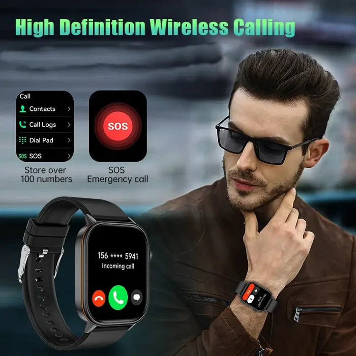 Habicare LIGE outdoor smartwatch with large screen, compass, and music controls, available in 10 styles. TWS wearable device.