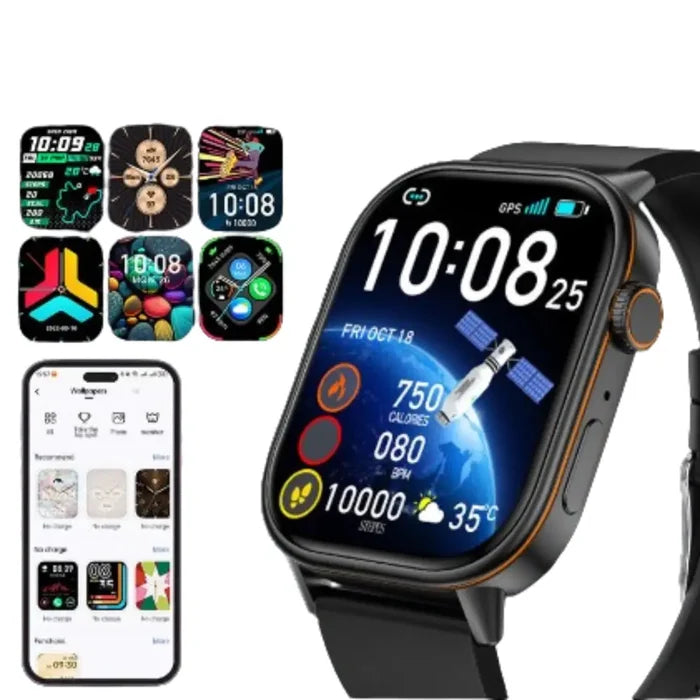 Habicare LIGE outdoor smartwatch with large screen, compass, and music control, featuring TWS earbuds in a stylish design.