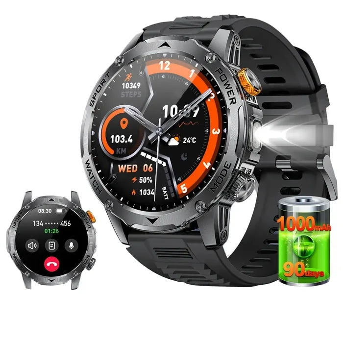 Habicare LIGE Smart Sports Watch with 1.7" HD screen, wireless call capability, and 15-day battery life in various designs.