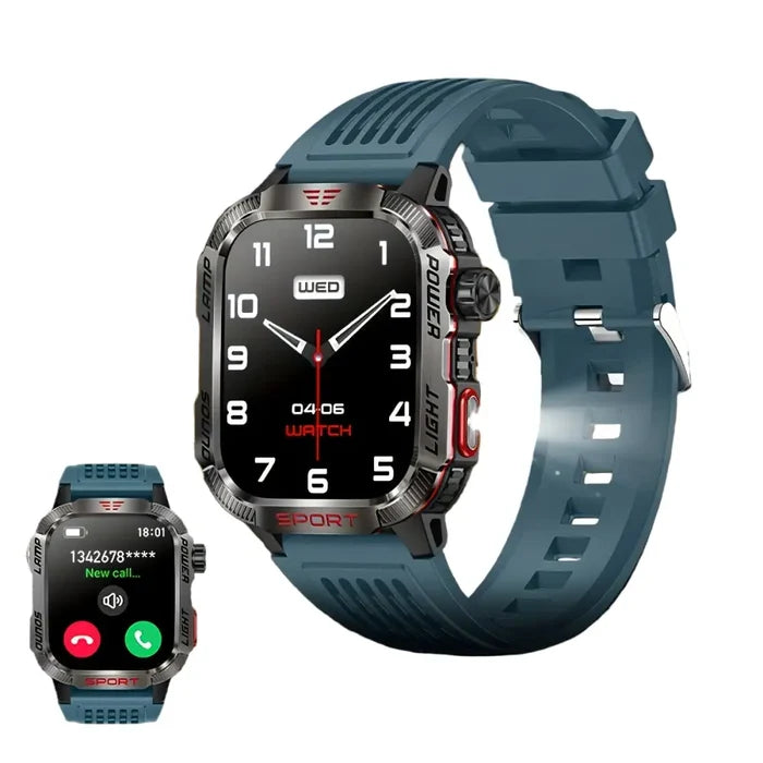 Habicare LIGE Smartwatch with HD touch display, wireless call capability, notifications, pedometer, and long battery life.