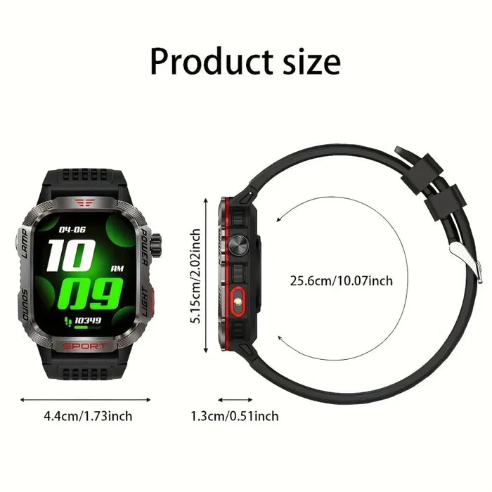 Habicare LIGE smartwatch with HD touch display, wireless calls, notifications, pedometer, and long battery life.