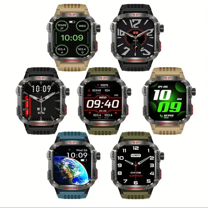 Habicare LIGE Smartwatch with HD touch display, wireless calling, notifications, pedometer, and long battery life.