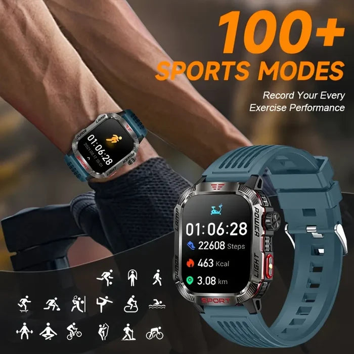Habicare LIGE smartwatch with HD touch display, wireless call functionality, notifications, pedometer, and long battery life.