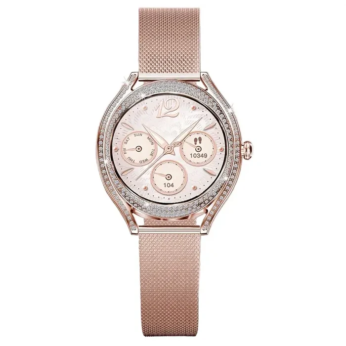 Habicare LIGE women's smartwatch with 3.25cm AMOLED display, fitness tracker, and 100+ sports modes in three colors.