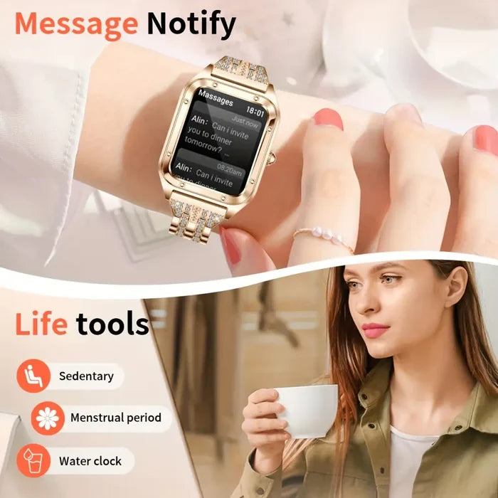 Habicare LIGE women's smart TWS smartwatch with full touch screen display, sleek design, and fitness tracking features.