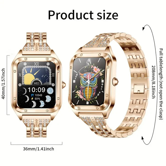 Habicare LIGE Women's Smartwatch with full touch screen display, TWS earbuds included, sleek design and fitness tracking features.