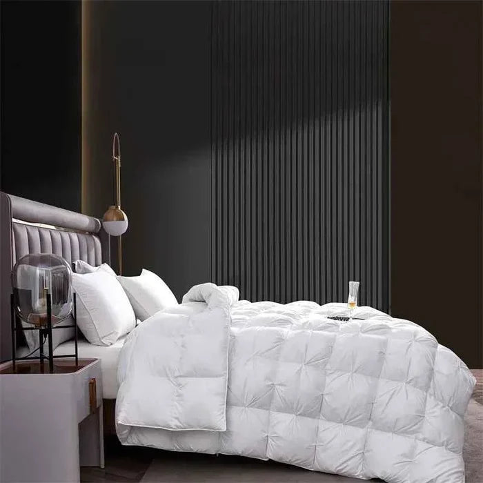 Luxurious white goose down quilt from ShopHub NZ, showcasing soft, plush fabric and cozy, insulated design for ultimate comfort and warmth.