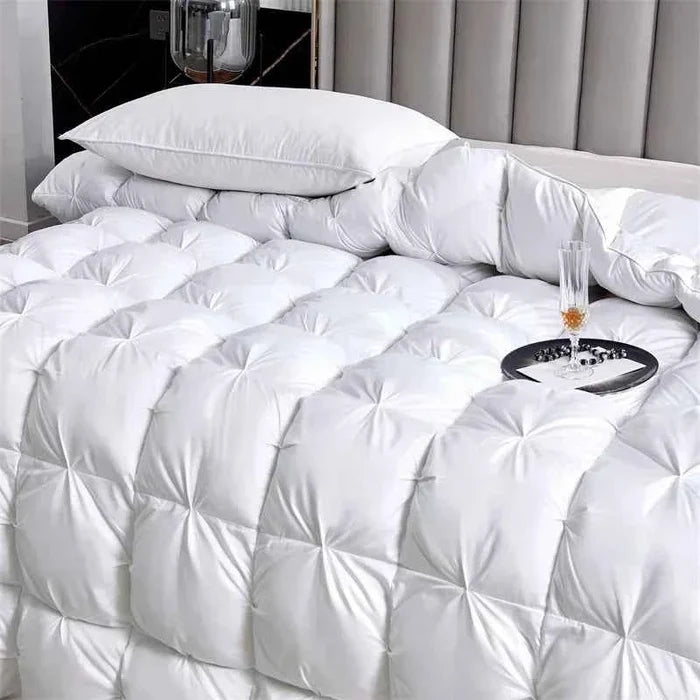 White goose down quilt by ShopHub NZ showcasing soft, plush fabric and luxurious stitching for ultimate comfort and warmth.